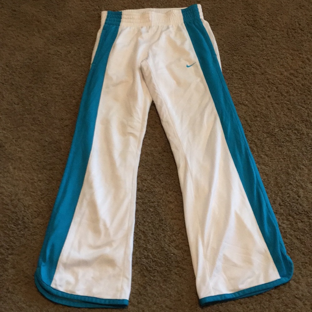 Nike White pants elastic drawstring waist Sz YL